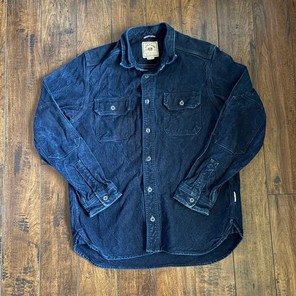 Iron and Resin Canvas Shirt Mens XXL Navy Blue Washed Workwear Waxed Heavyweight